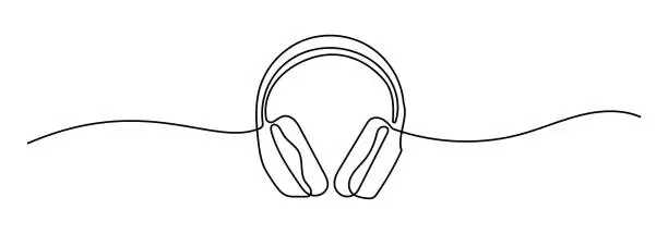 Vector illustration of Headphone Continuous Line