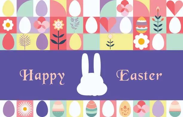 Vector illustration of Easter day background for horizontal banner design with geometric style