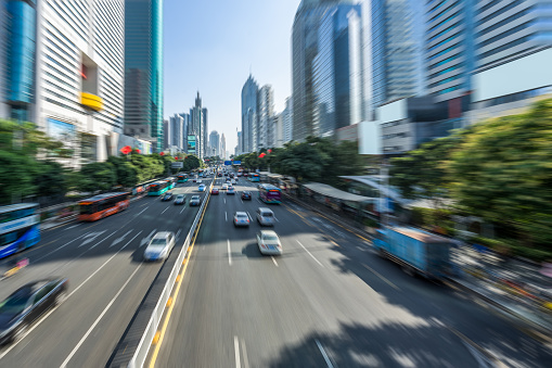 Car on the road motion blur background