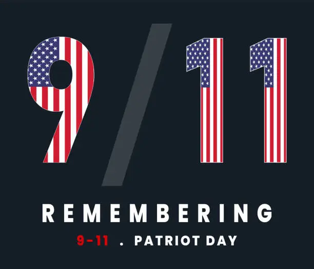 Vector illustration of Patriot Day 9-11 Vector Illustration. USA Patriot Day Banner, Icon, Art.