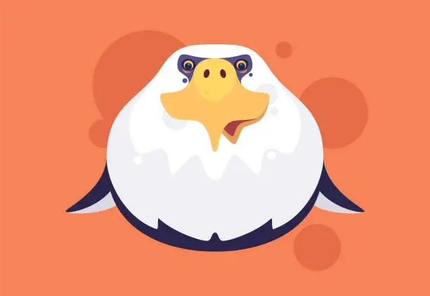 Vector illustration of funny bald eagle icon