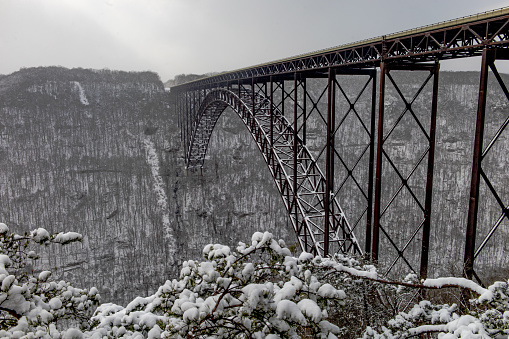 New River Gorge Bridge in winter