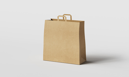 Paper Shopping Bag Mock up. 3D Rendering