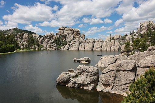 The scenery of Sylvan Lake in summer, in Custer State Park, South Dakota