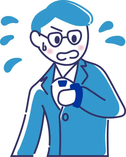 Vector illustration of Illustration of a businessman wearing glasses looking at his watch