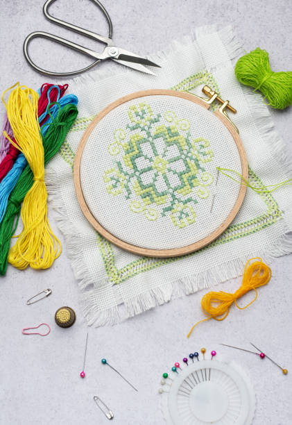istock Embroidery with colored threads and various sewing accessories 1951634066
