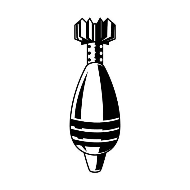 Vector illustration of Illustration of a mortar shell in engraving style. Design element for poster, emblem, sign, badge. Vector illustration