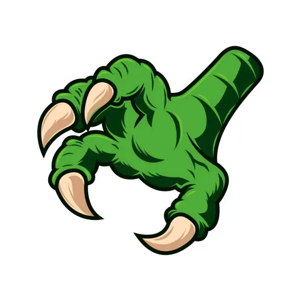 Vector illustration of Monster hand with claws. Vector design element