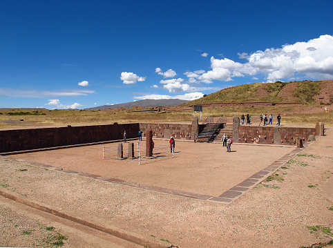 Tiwanaku, Bolivia - 8 May 2011: Ancient Tiwanaku ruins in Bolivia, South America