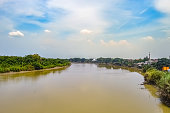 View of the Bengawan Solo River from the top of the bridge