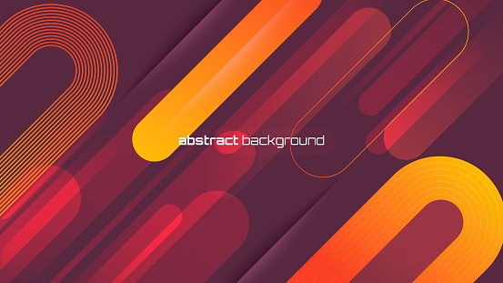 Abstract orange and purple geometric round shape background. Modern futuristic background