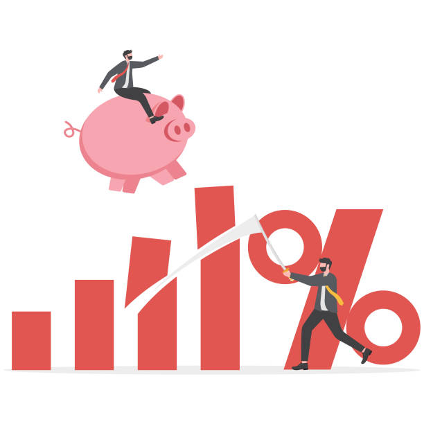 ilustraciones, imágenes clip art, dibujos animados e iconos de stock de hinder business interests. businessman trying to use samurai knife to stop success, businessman riding a piggy bank running and jumping - hinder