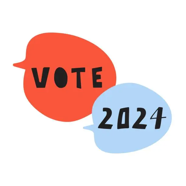 Vector illustration of Vote 2024. Speech bubbles.