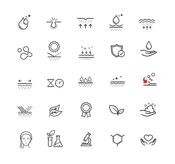 Vector illustration of Set of icons for cosmetic design.