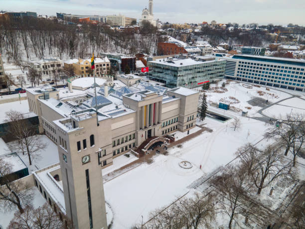 istock the building is surrounded by snowy trees and snow covered ground 1951800122
