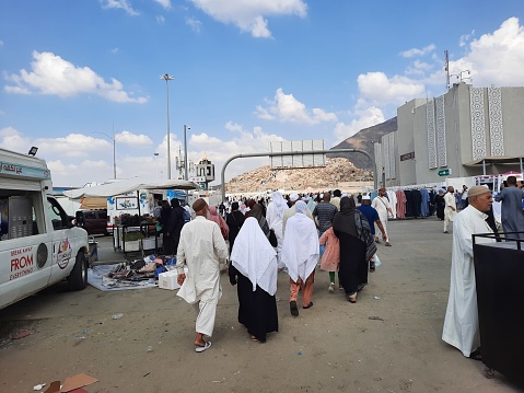 Pilgrims from different countries of the world are going to see Mount Arafat (Jabal Al Rahma) in the field of Arafat.