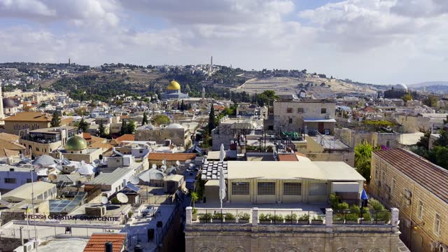Scenic view of old historic temples and churches located in ancient Jerusalem