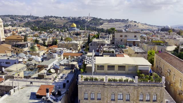 Scenic view of old historic temples and churches located in ancient Jerusalem