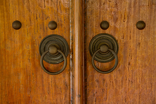 vintage old metal door handle knocker