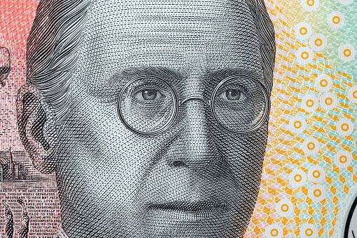 Dame Mary Gilmore's face on Australian $10 Note