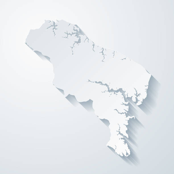 Northumberland County, Virginia. Map with paper cut effect on blank background Map of Northumberland County - Virginia, with a realistic paper cut effect isolated on white background. Trendy paper cutout effect. Vector Illustration (EPS file, well layered and grouped). Easy to edit, manipulate, resize or colorize. Vector and Jpeg file of different sizes. modern map north east england uk stock illustrations