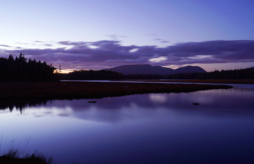 landscape of lake with dusk twilight