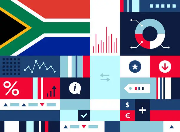 Vector illustration of Economic Facts for South Africa