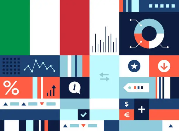 Vector illustration of Economic Facts for Italy