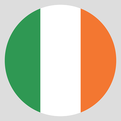 The flag of Ireland. Flag icon. Standard color. Circle icon flag. 3d illustration. Computer illustration. Digital illustration. Vector illustration.