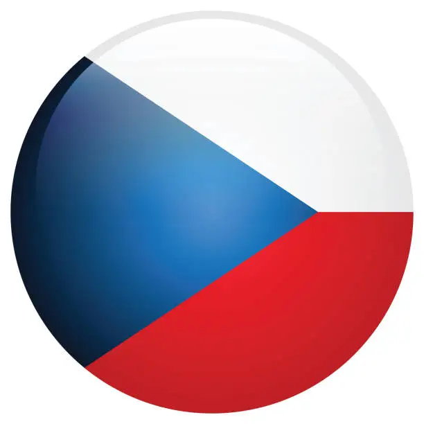 Vector illustration of Flag of the Czech Republic. Flag icon. Standard color. Circle icon flag. 3d illustration. Computer illustration. Digital illustration. Vector illustration.