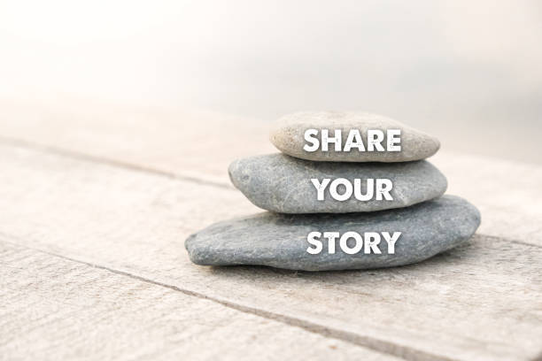 istock Share your story words written on stones. Copy space 1951956023