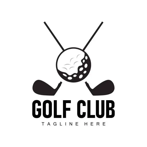 Vector illustration of Golf club logo design and outdoor sport vector golf stick and ball template illustration