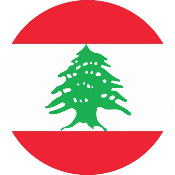 Vector illustration of Lebanon flag. Flag icon. Standard color. Round flag. Computer illustration. Digital illustration. Vector illustration.