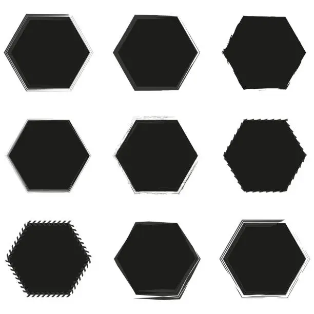 Vector illustration of Hexagon icon. Hexagonal six sided polygon. Vector illustration. EPS 10.