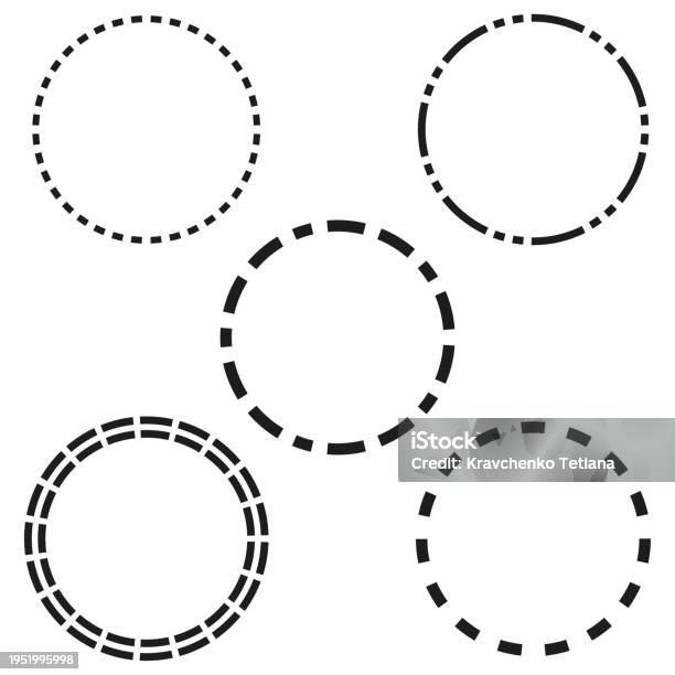 Dashed Circle Vector File Set Dashed Circle Vector Illustration Eps 10 Stock Illustration ...