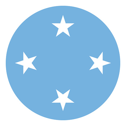 Flag of Federated States of Micronesia. Button flag icon. Standard color. Circle icon flag. Computer illustration. Digital illustration. Vector illustration.