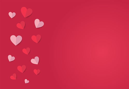 Valentine's Day card, banner, red background design with copy space. Vector illustration