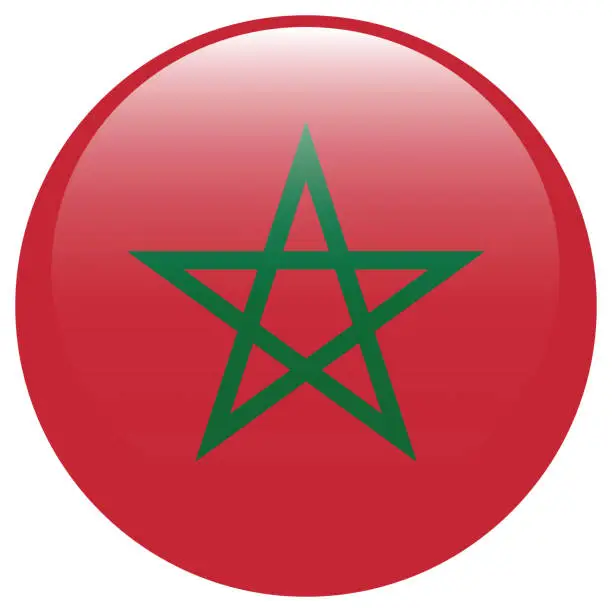 Vector illustration of Morocco flag. Flag icon. Standard color. Circle icon flag. 3d illustration. Computer illustration. Digital illustration. Vector illustration.