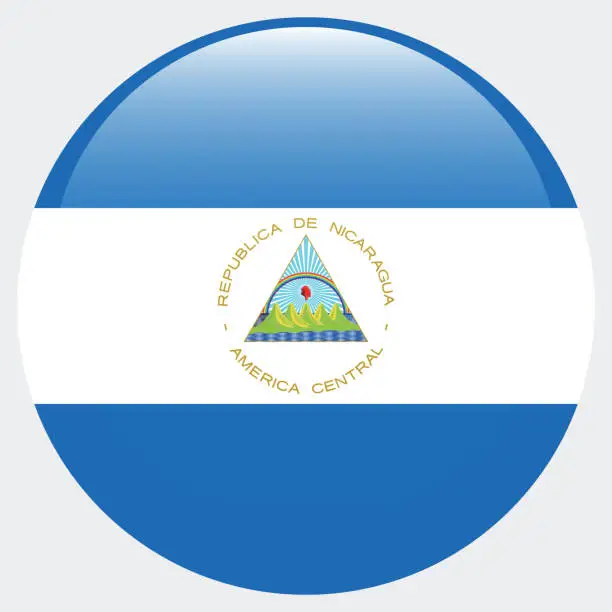 Vector illustration of Nicaragua flag. Button flag icon. Circle icon flag. Standard color. 3d illustration. Computer illustration. Digital illustration. Vector illustration.