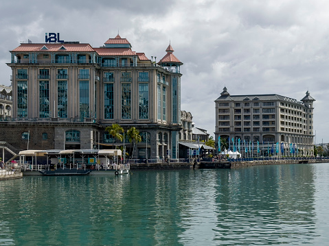 Port Louis, Mauritius - August 5th, 2023 - Le Caudan waterfront buildings