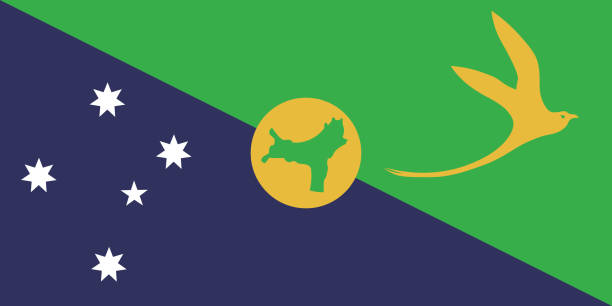 illustrazioni stock, clip art, cartoni animati e icone di tendenza di flag of christmas island. flag icon. standard color. standard size. a rectangular flag. computer illustration. digital illustration. vector illustration. - christmas australia asia globe