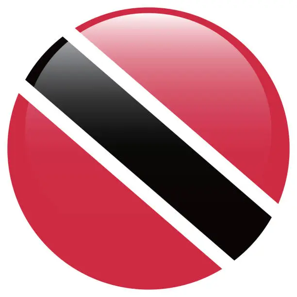 Vector illustration of Flag of Trinidad and Tobago. Button flag icon. Standard color. Circle icon flag. 3d illustration. Computer illustration. Digital illustration. Vector illustration.