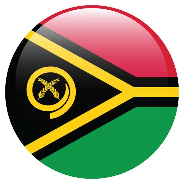 Vector illustration of Flag of Vanuatu. Button flag icon. Standard color. Circle icon flag. 3d illustration. Computer illustration. Digital illustration. Vector illustration.