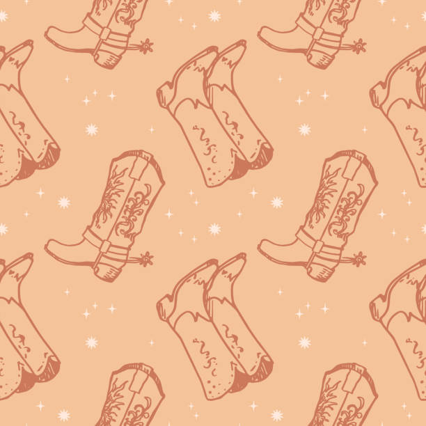 Cowboy boots sketch boho seamless pattern hand drawn vector illustration wild west concept repeating background design element for textile, print, card, web, flyer, paper, wrapping. Lifestyle, fashion Cowboy boots sketch boho seamless pattern hand drawn vector illustration wild west concept repeating background design element for textile, print, card, web, flyer, paper, wrapping, web, poster, border. Lifestyle, fashion western stock illustrations