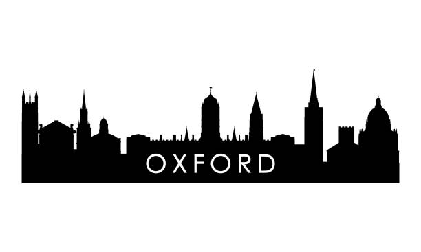 oxford uk skyline silhouette. black oxford city design isolated on white background. - oxford oxfordshire stock illustrations