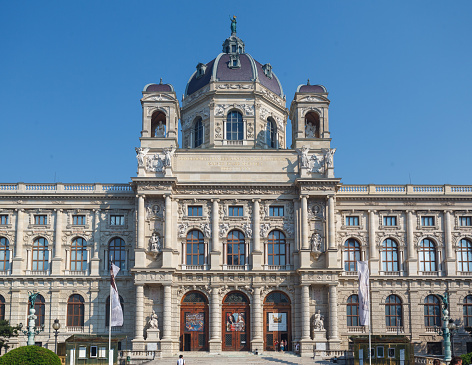 Vienna, Austria, - June, 20, 2013: The Natural history museum with its grey dome and towers in Vienna, Austria