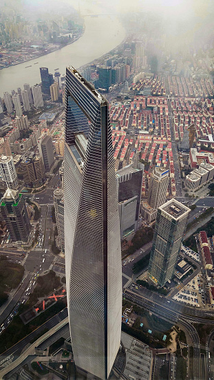 Shanghai World Financial Center as seen from Shanghai Tower