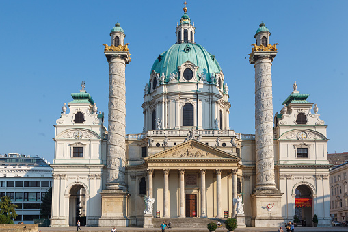 Vienna, Austria, - June, 20, 2013: Karlskirche with its dome and towers in Vienna, Austria