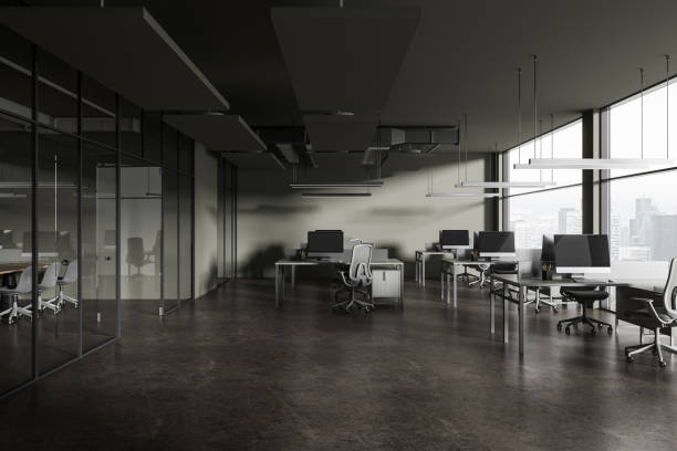 Green open space office and meeting room interior