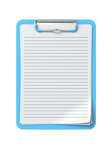 Blue clipboard 3D rendering illustration isolated on white background